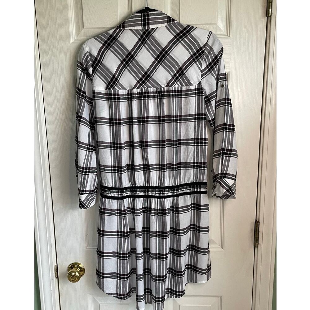 Veronica Beard Shirt Dress Marcy Plaid Sz 4 Tie Waist Convertible Sleeve Preppy - Picture 3 of 13
